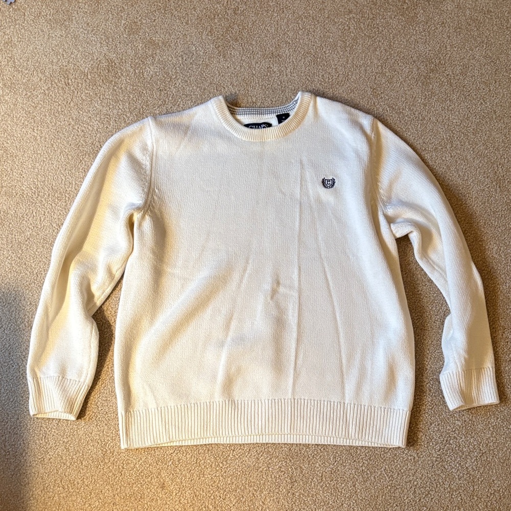 Chaps Cream Crewneck Sweater for Men